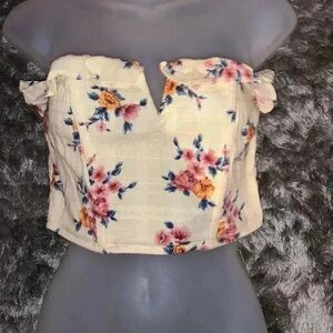 American eagle corset crop top with flowers size small